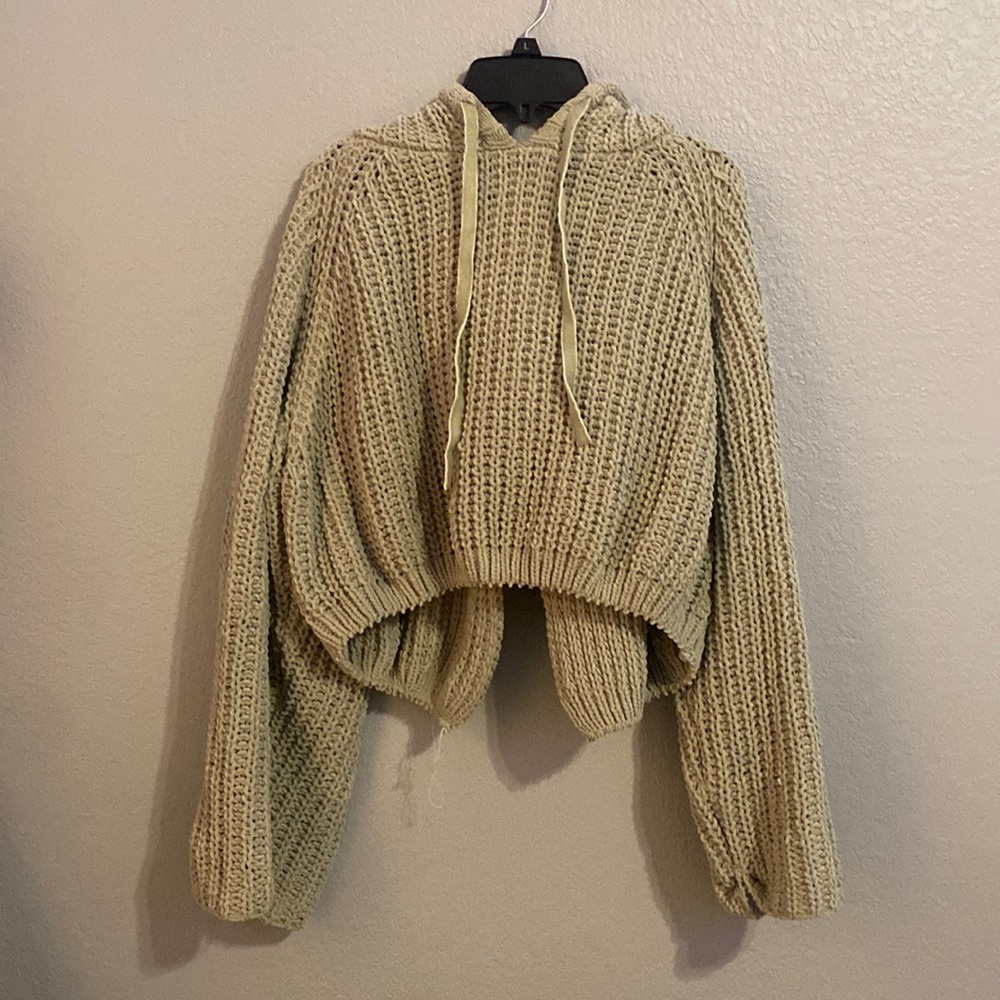 Green POL sweater with hood
